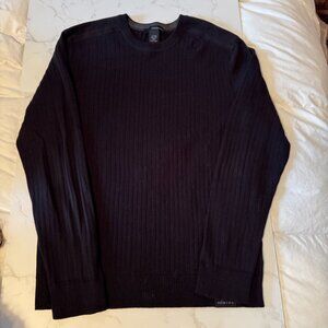 Calvin Klein Black Ribbed Knit Pullover Sweater with Long Sleeves